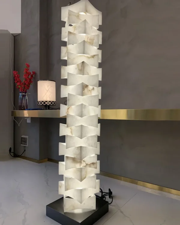 Pétale Alabaster Floor Lamp, 63"