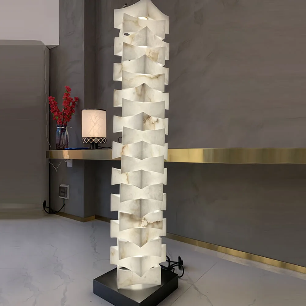Pétale Alabaster Floor Lamp, 63"