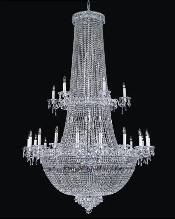 Bourbon Empire Crystal Grand Chandelier, 47" in polished chrome
