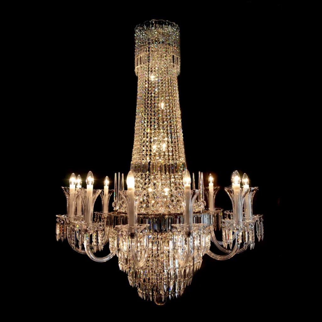 Chantilly Empire Crystal Grand Chandelier, 47" in polished chrome