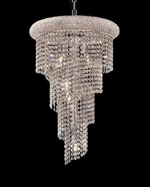 Château Spiral Empire Crystal Grand Chandelier, 16" in polished chrome