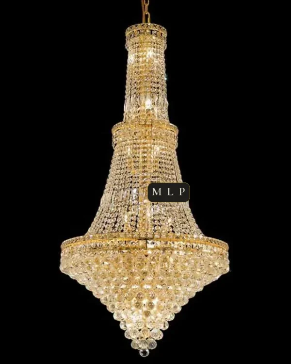 Château Empire Crystal 30-Light Grand Chandelier, 28" × 55" H in gold