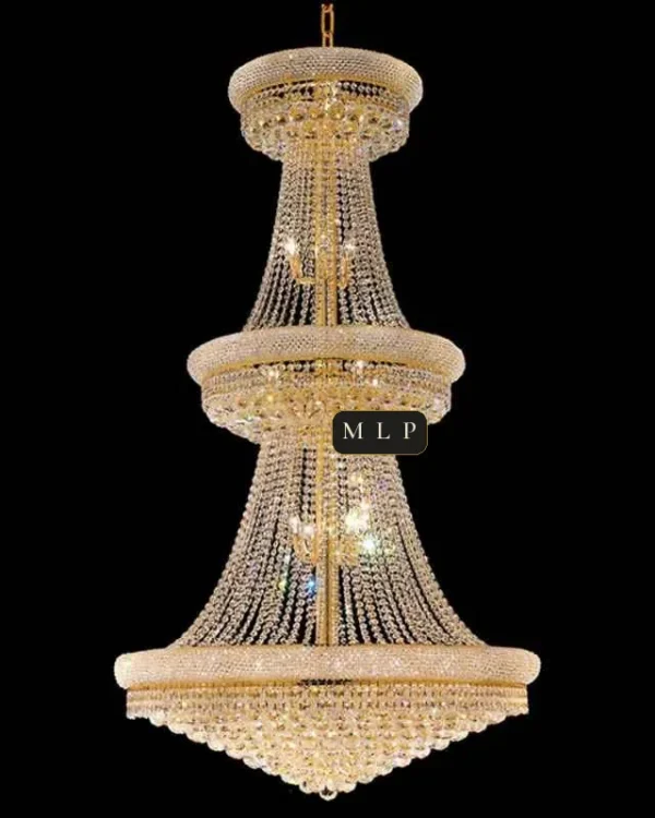 Château Empire Crystal 45-Light Grand Chandelier, 42" × 65" H in Polished Chrome in polished chrome