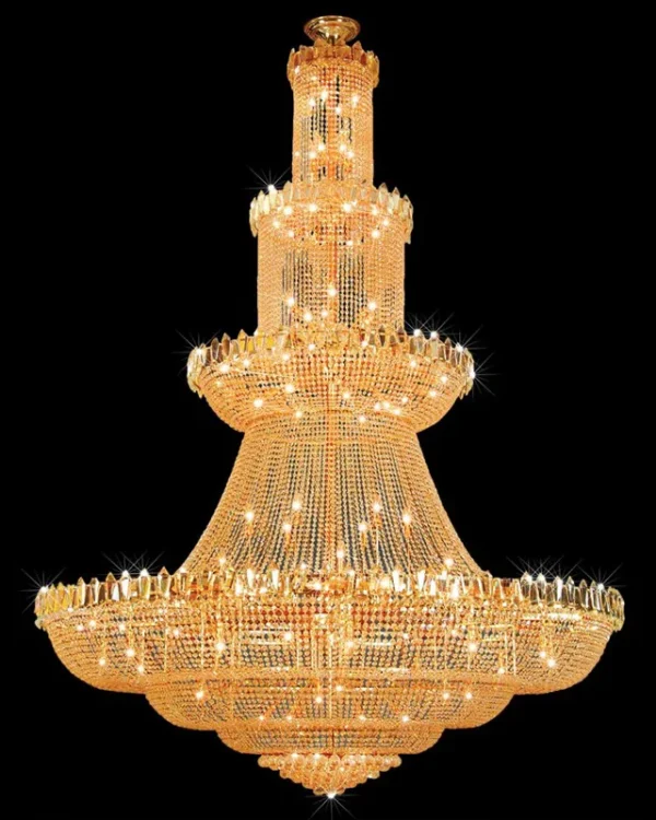 Fontainebleau Empire Crystal 100-Light Grand Chandelier, 79" in gold