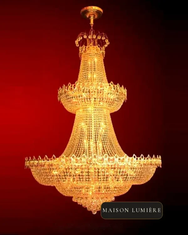 Lauzun Empire Crystal Grand Chandelier, 47" in gold