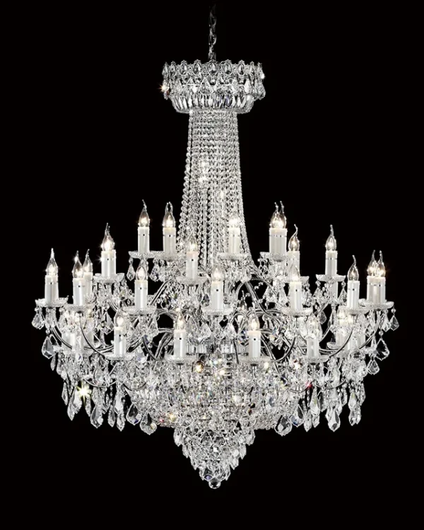 Majesté Empire Crystal Grand Chandelier, 47" in polished chrome