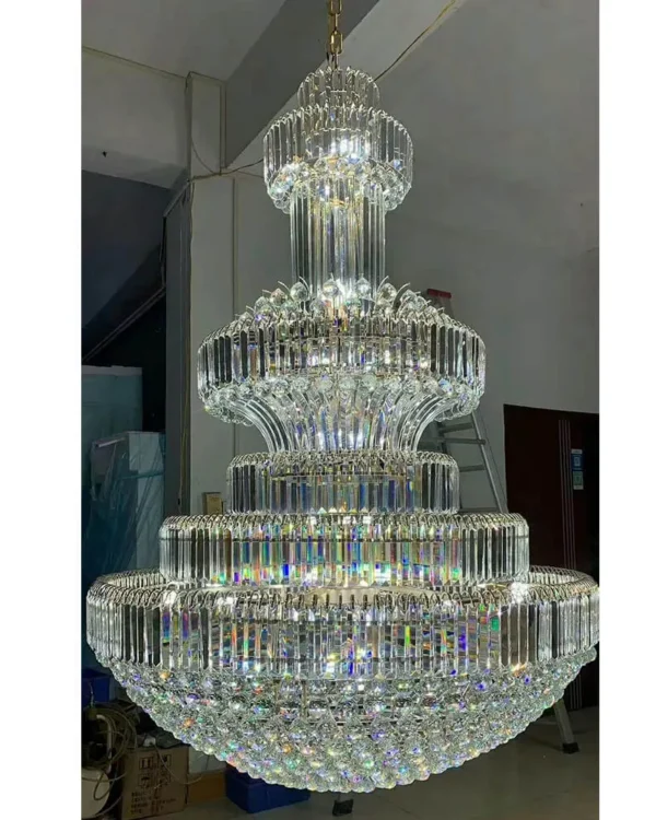 Malmaison Empire Crystal Grand Chandelier, 79" in polished chrome