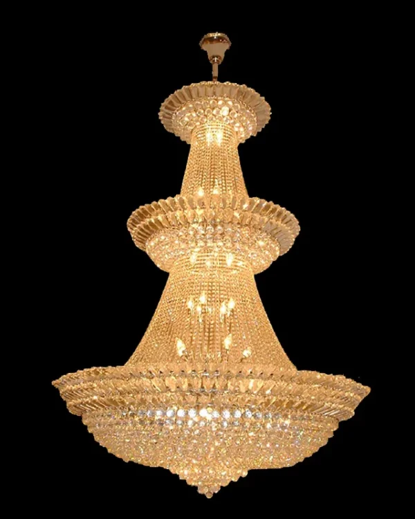 Matignon Empire Crystal 65-Light Grand Chandelier, 47" × 79" H in gold