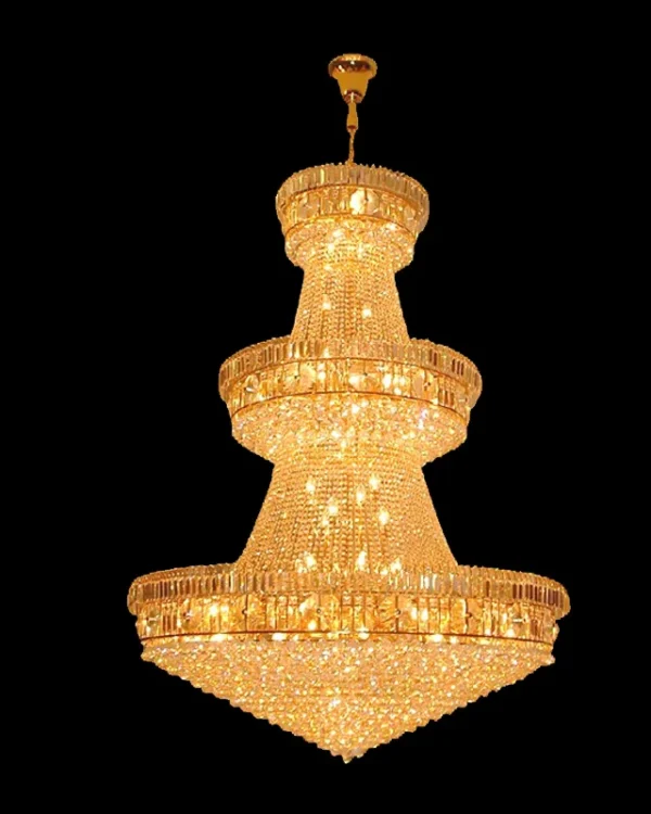 Matignon Empire Crystal 65-Light Grand Chandelier, 47" × 71" H in gold