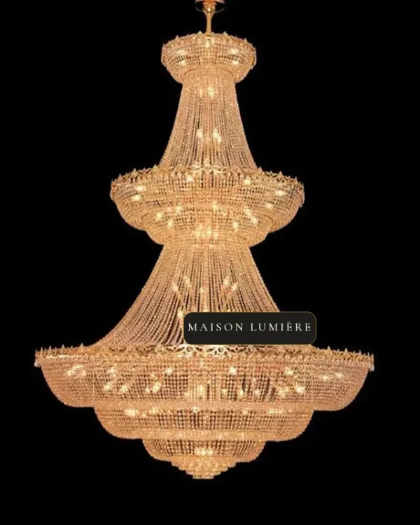 Matignon Empire Crystal Grand Chandelier, 79" in gold