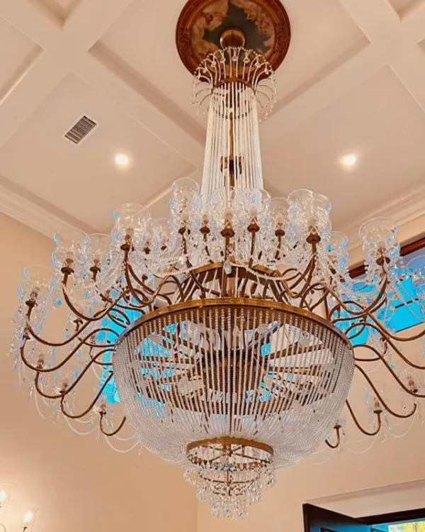 Matignon Empire Crystal Grand Chandelier, 84" in gold