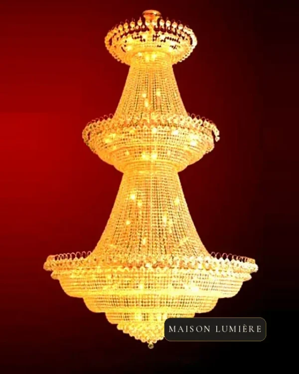 Rambouillet Empire Crystal Grand Chandelier, 71" in gold