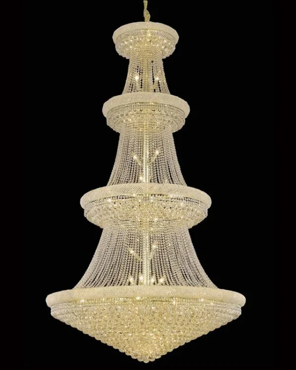 Rivoli Four-Tier Empire Crystal Grand Chandelier, 54" in gold