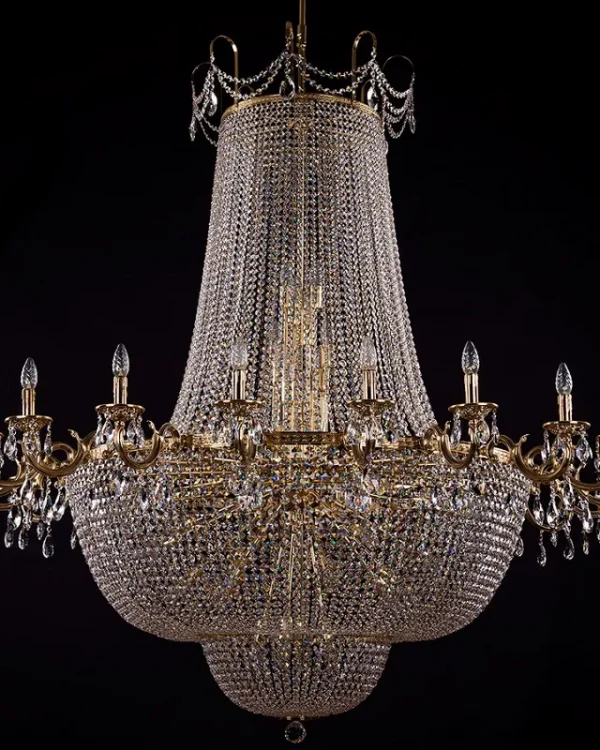 Tuileries Empire Crystal Grand Chandelier, 63" in gold