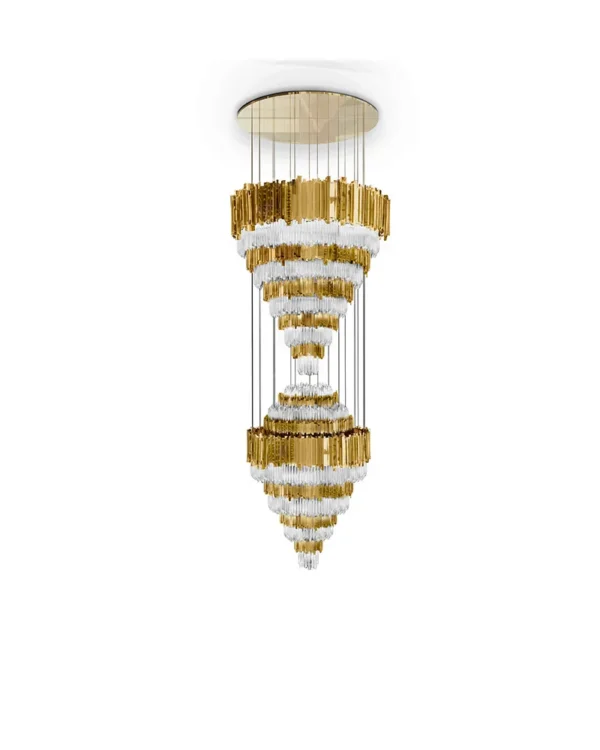 Vecteur Linear Empire Glass Grand Chandelier, 65" in gold
