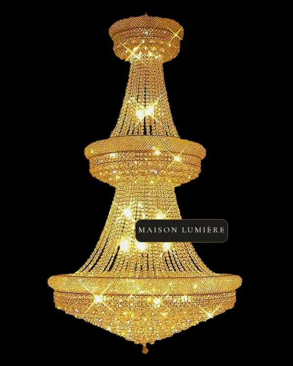 Élysée Empire Crystal Grand Chandelier, 47" in gold
