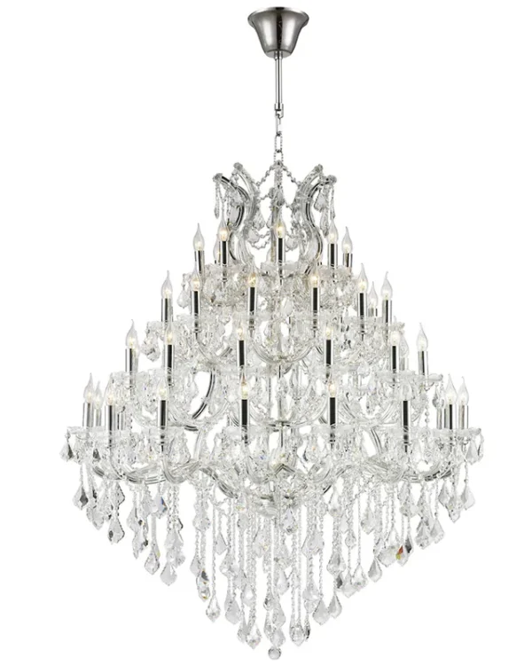 Belvedere Four-Tier Maria Theresa Grand Chandelier, 47" in polished chrome