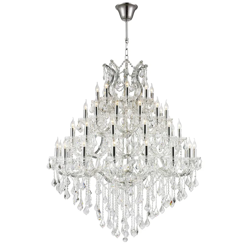 Belvedere Four-Tier Maria Theresa Grand Chandelier, 47" in polished chrome