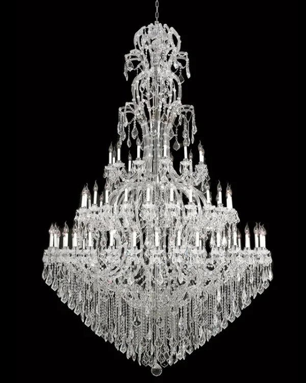 Belvedere Maria Theresa 72-Light Grand Chandelier, 77" in polished chrome