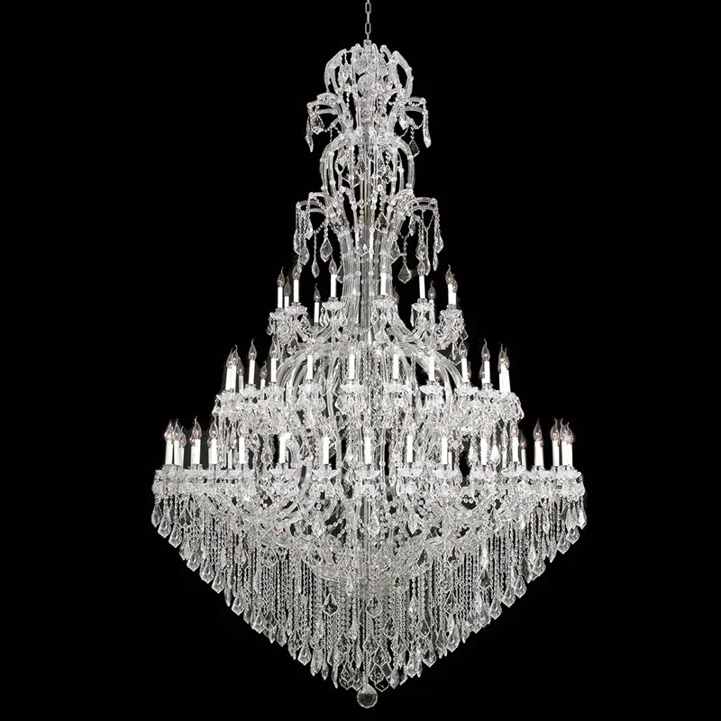 Belvedere Maria Theresa 72-Light Grand Chandelier, 77" in polished chrome