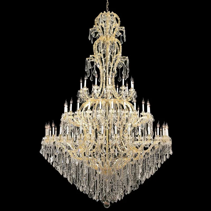 Belvedere Maria Theresa 72-Light Grand Chandelier, 77" in polished chrome – detail