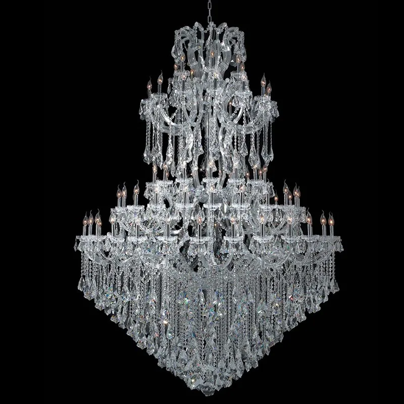 Belvedere Maria Theresa 84-Light Grand Chandelier, 77" in polished chrome