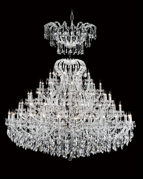 Chantilly Five-Tier Maria Theresa Grand Chandelier, 79" in polished chrome