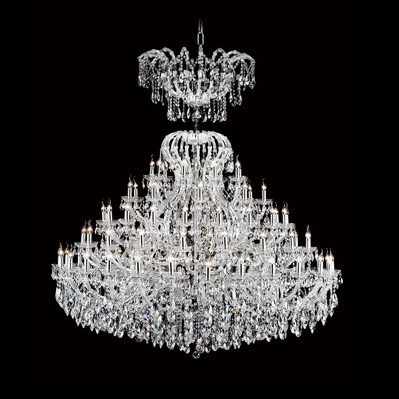 Chantilly Five-Tier Maria Theresa Grand Chandelier, 79" in polished chrome