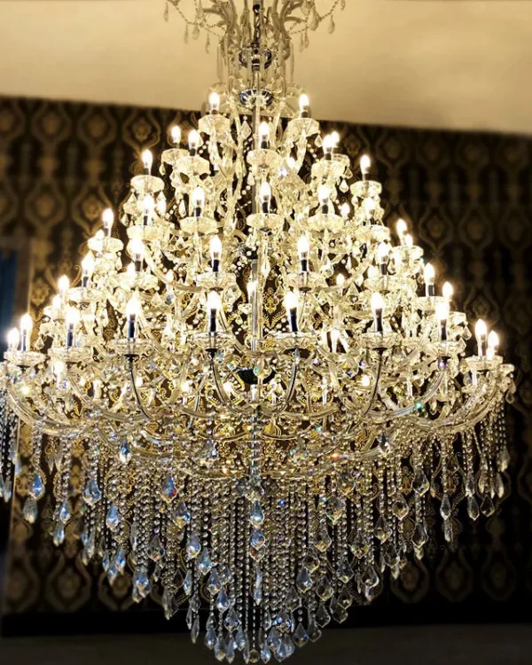 Kaiserin Five-Tier Maria Theresa Grand Chandelier, 71" in polished chrome