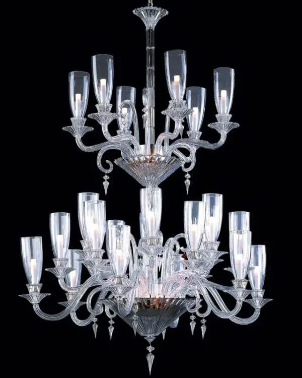 Marais Two-Tier Crystal Grand Chandelier, 50" in polished chrome