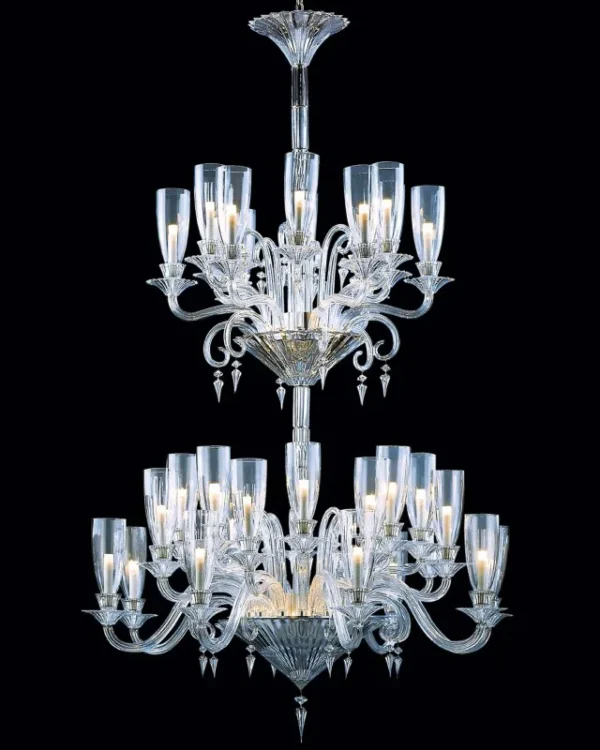 Marais Two-Tier Crystal Grand Chandelier, 52" in polished chrome