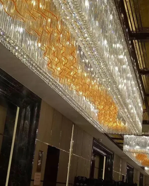 Arc Linear Crystal Grand Chandelier in polished chrome