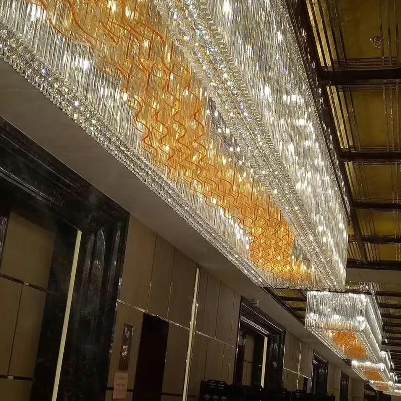Arc Linear Crystal Grand Chandelier in polished chrome