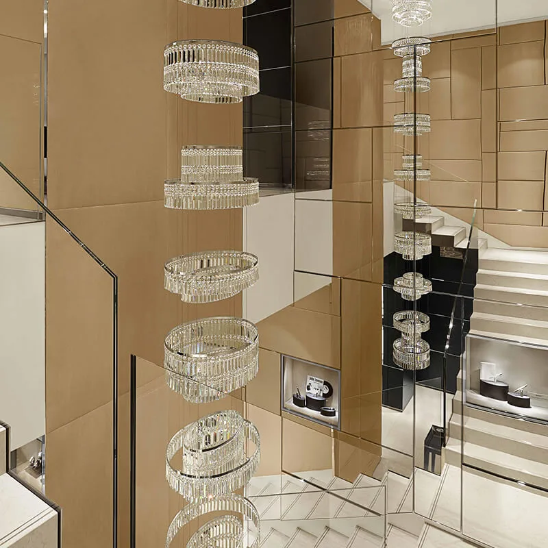 Arc Ring Crystal Grand Chandelier in polished chrome