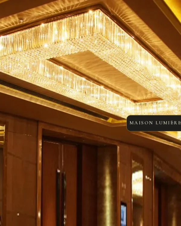 Aria Linear Crystal Grand Chandelier, 59" in gold
