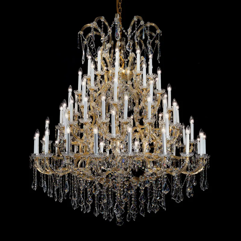 Bastide Crystal Grand Chandelier, 63" in gold