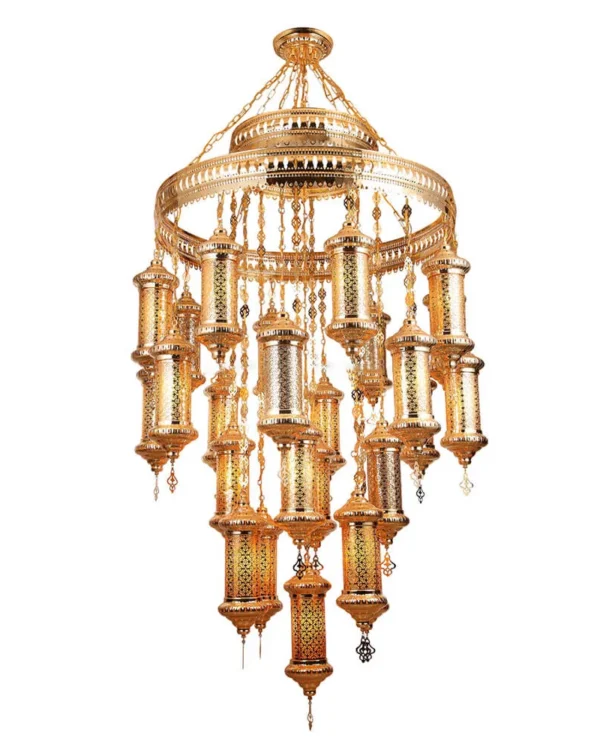 Brillance Linear Iron Grand Chandelier, 55" in gold