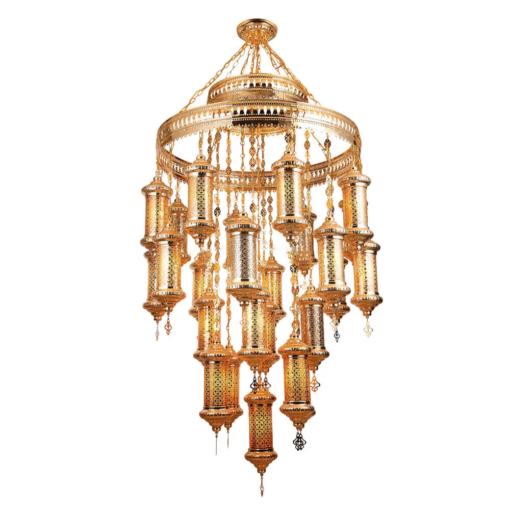 Brillance Linear Iron Grand Chandelier, 55" in gold