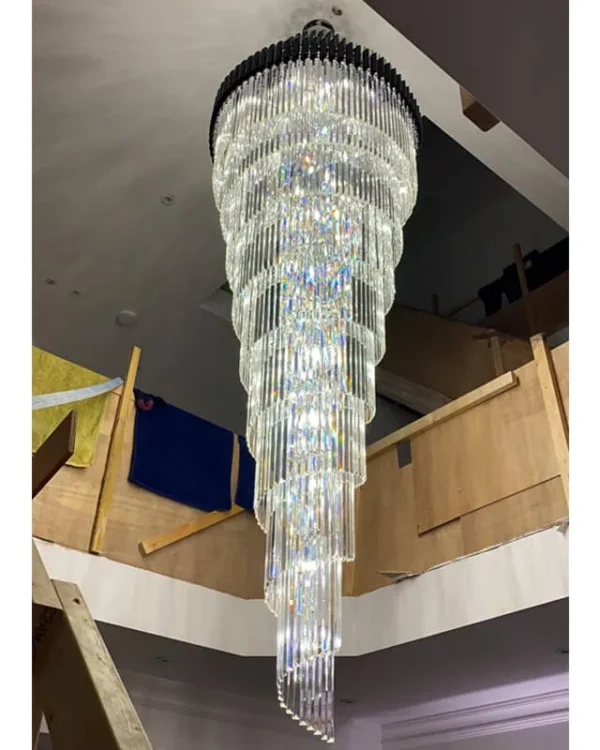 Castiglione Spiral Crystal Grand Chandelier, 39" in black