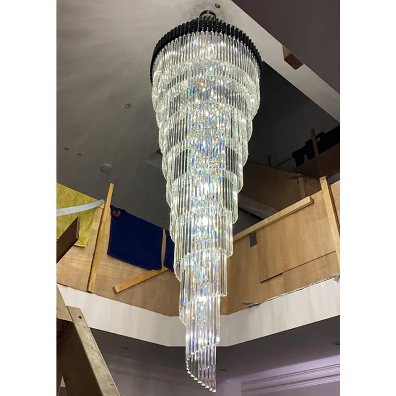 Castiglione Spiral Crystal Grand Chandelier, 39" in black