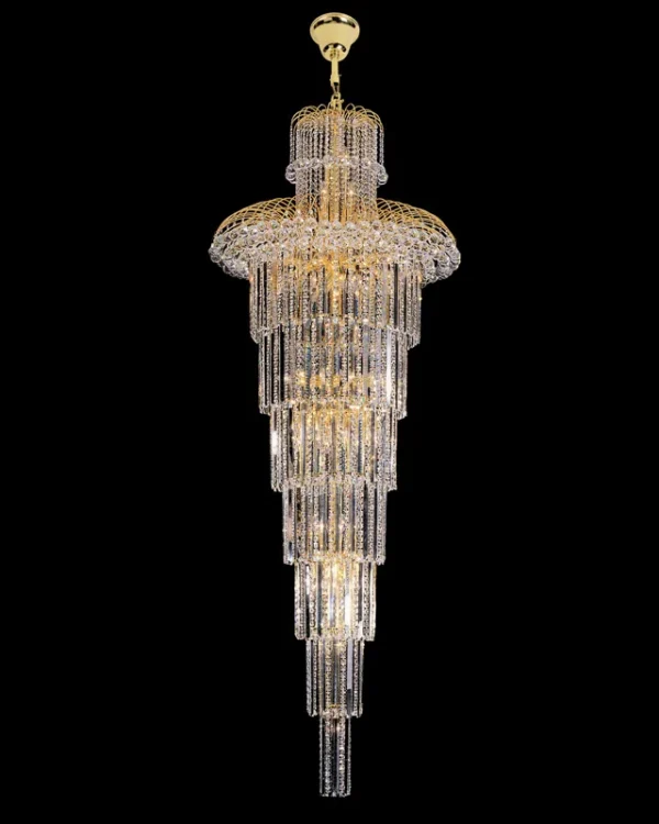 Compiègne Linear Crystal Grand Chandelier, 24" in gold