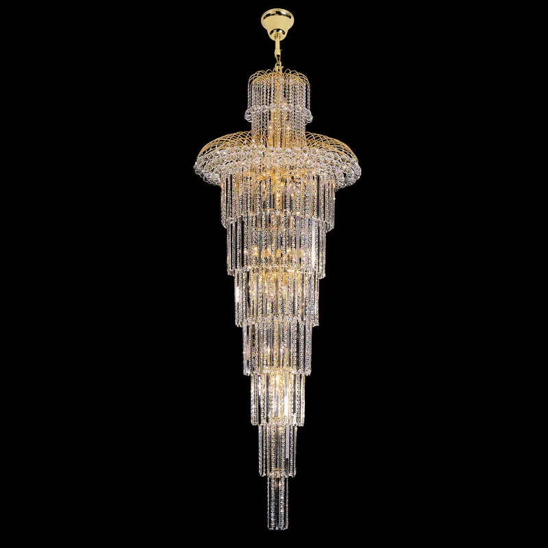 Compiègne Linear Crystal Grand Chandelier, 24" in gold