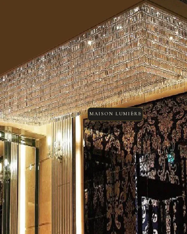 Cristalline Linear Crystal Grand Chandelier, 24" in polished chrome