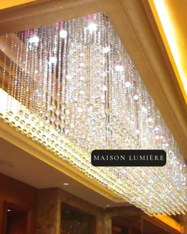 Cristalline Linear Crystal Grand Chandelier, 39" in polished chrome