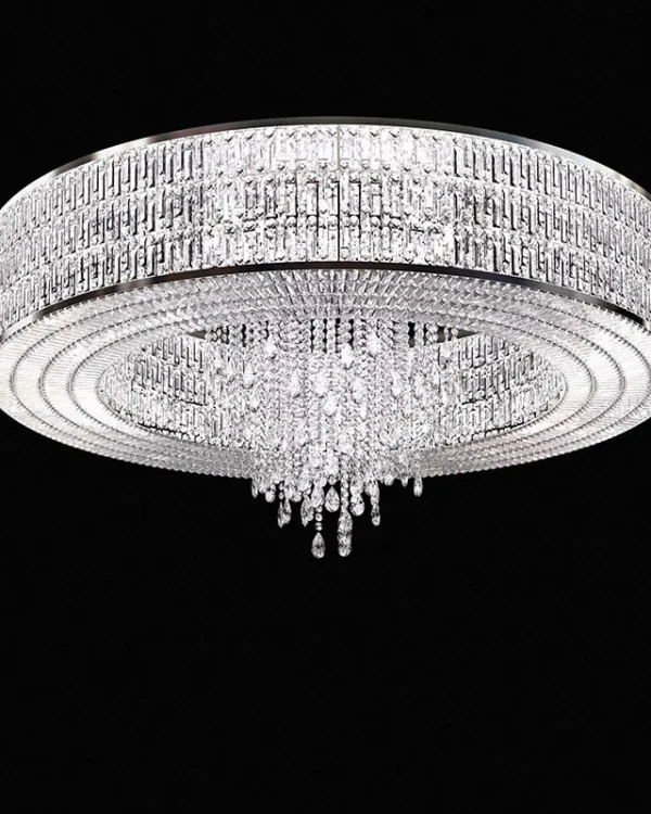 Diadème Round Crystal Grand Chandelier in polished chrome