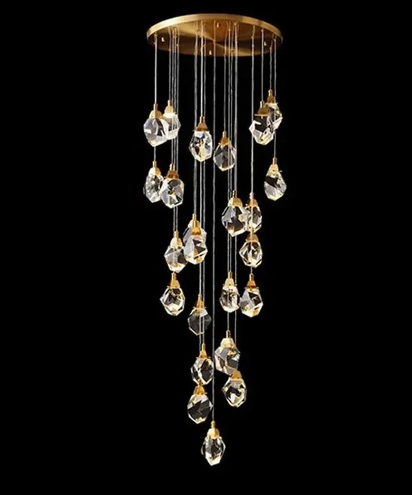 Diadème Linear Crystal 24-Light Grand Chandelier, 24" × 79" H in Gold in gold