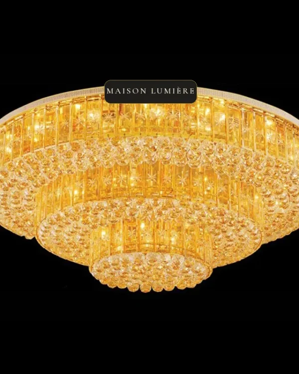 Diadème Round Crystal Grand Chandelier, 39" in gold