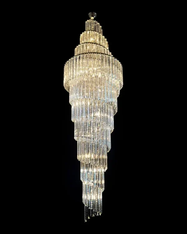 Flore Spiral Crystal Grand Chandelier, 31" in gold