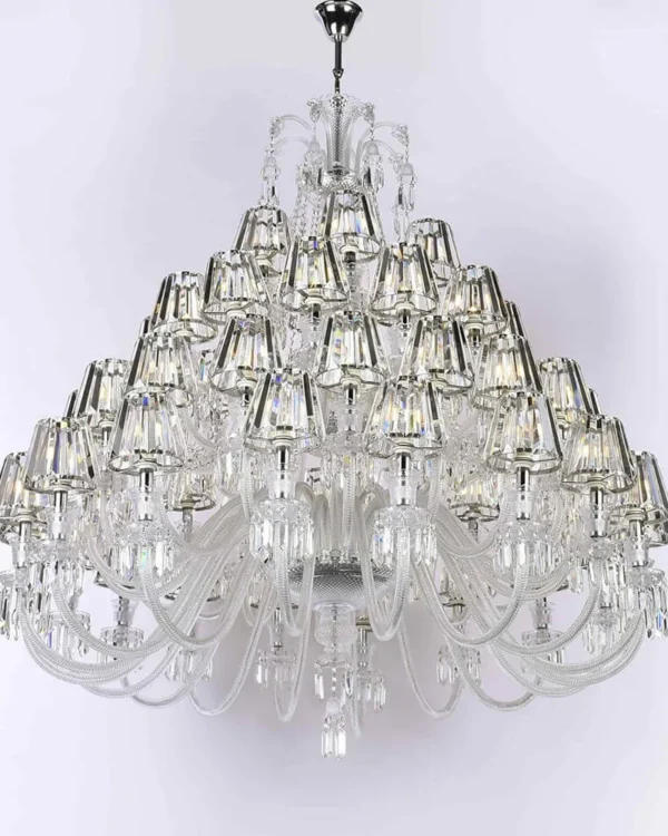 Flux Crystal Grand Chandelier, 67" in polished chrome