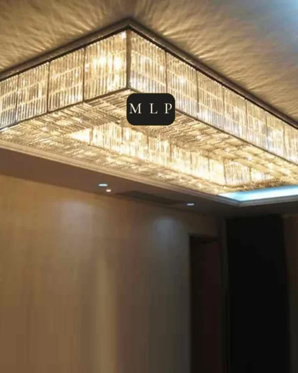 Féerie Linear Crystal Grand Chandelier, 47" in polished chrome